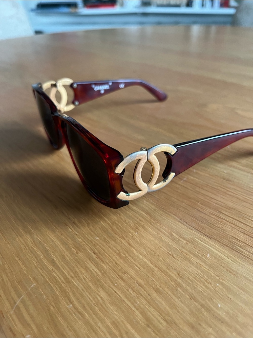 Vintage Chanel Tortoiseshell Sunglasses with Gold CC Accent